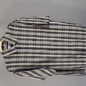Vintage Canyon River Blues Stripes Short Sleeve Button Down Shirt, Men's Size M